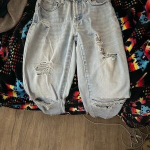 Forever 21 Light Wash Distressed Skinny Jeans